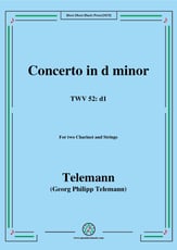 Concerto in d minor,TWV 52:d1,for 2 Clarinets and Strings Orchestra sheet music cover